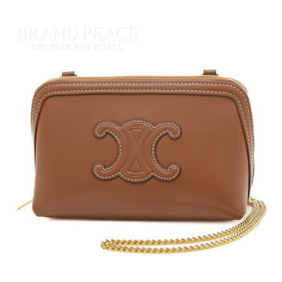 Celine Cuir Triomphe Chain Shoulder Bag Tan Calfskin - Picture 1 of 7